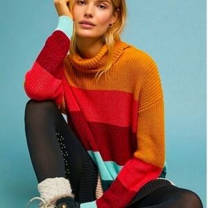 ANTHROPOLOGIE Farm Rio Boldly Striped Sweater Dress